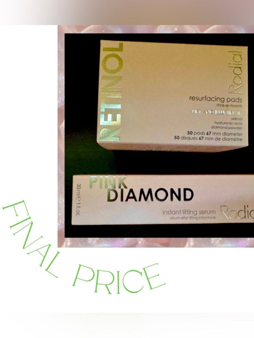 ✅ FINAL PRICE NIB Rodial Retinol Resurfacing Pads & Pink Diamond Lifting Serum